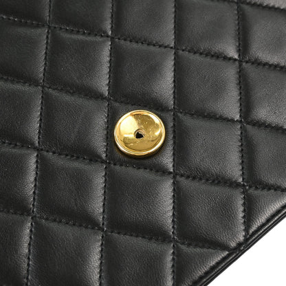 Chanel Black Lambskin Pushlock Medium Half Flap Shoulder Bag