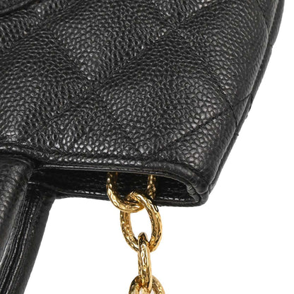 Chanel 2003-2004 Black Caviar Medallion Tote Handbag