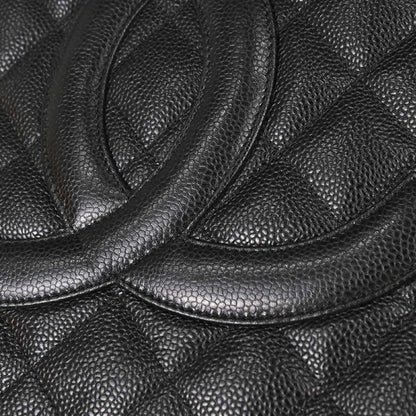 Chanel 2003-2004 Black Caviar Medallion Tote Handbag