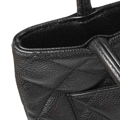 Chanel 2003-2004 Black Caviar Medallion Tote Handbag