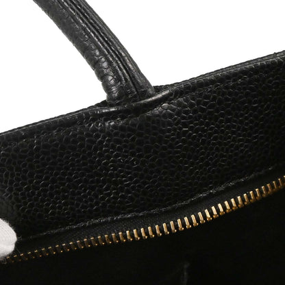 Chanel 2003-2004 Black Caviar Medallion Tote Handbag