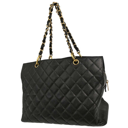 Chanel Black Caviar Skin GST Tote Chain Handbag