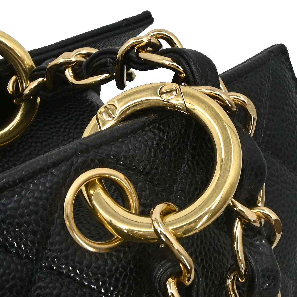 Chanel Black Caviar Skin GST Tote Chain Handbag