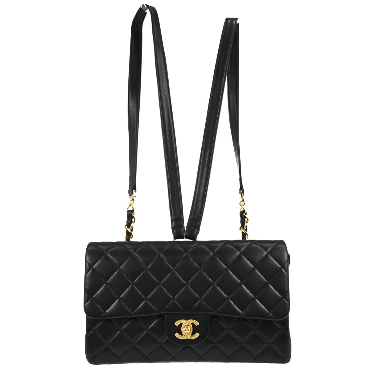 Chanel Black Lambskin Flap Backpack