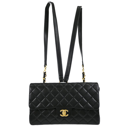 Chanel Black Lambskin Flap Backpack