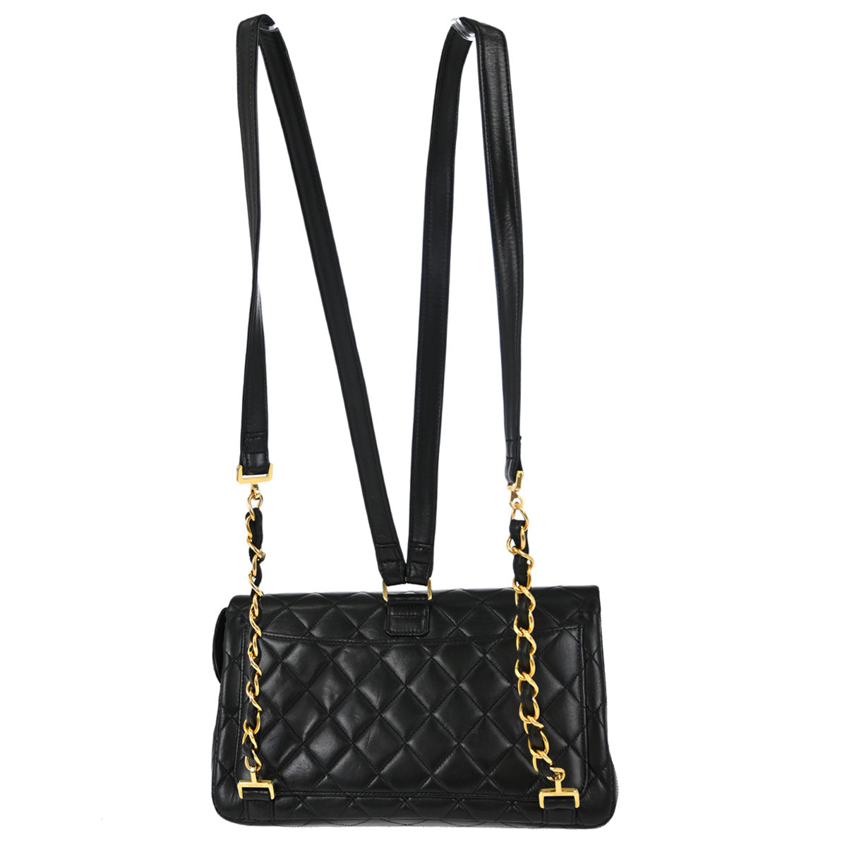 Chanel Black Lambskin Flap Backpack