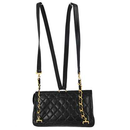 Chanel Black Lambskin Flap Backpack