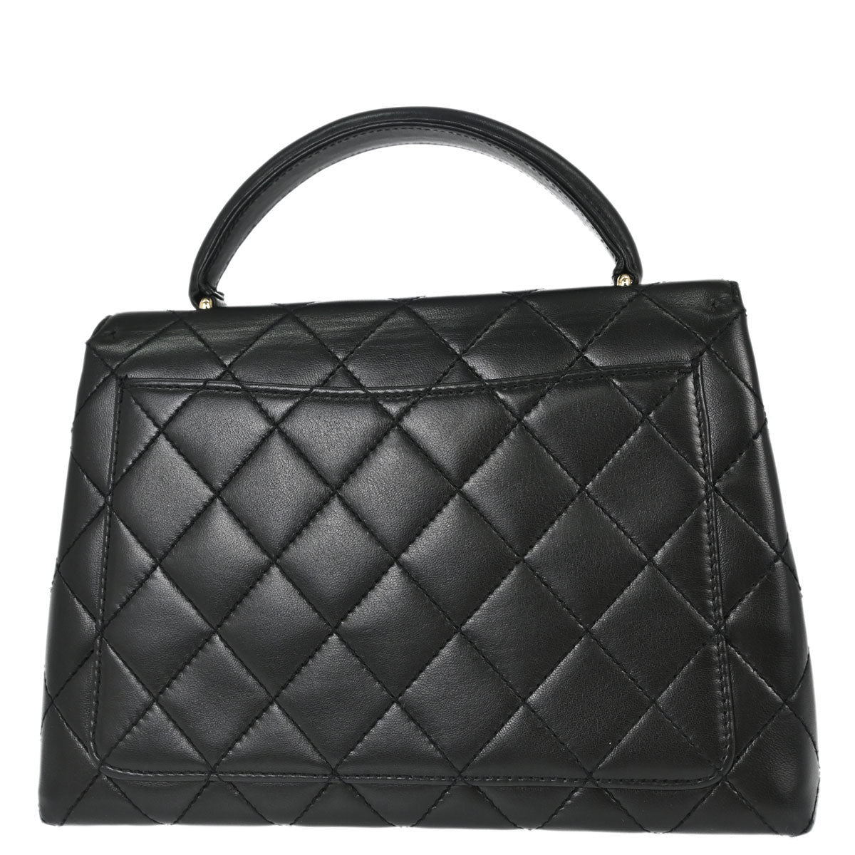 Chanel 1997-1999 Black Lambskin Kelly Top Handle Handbag