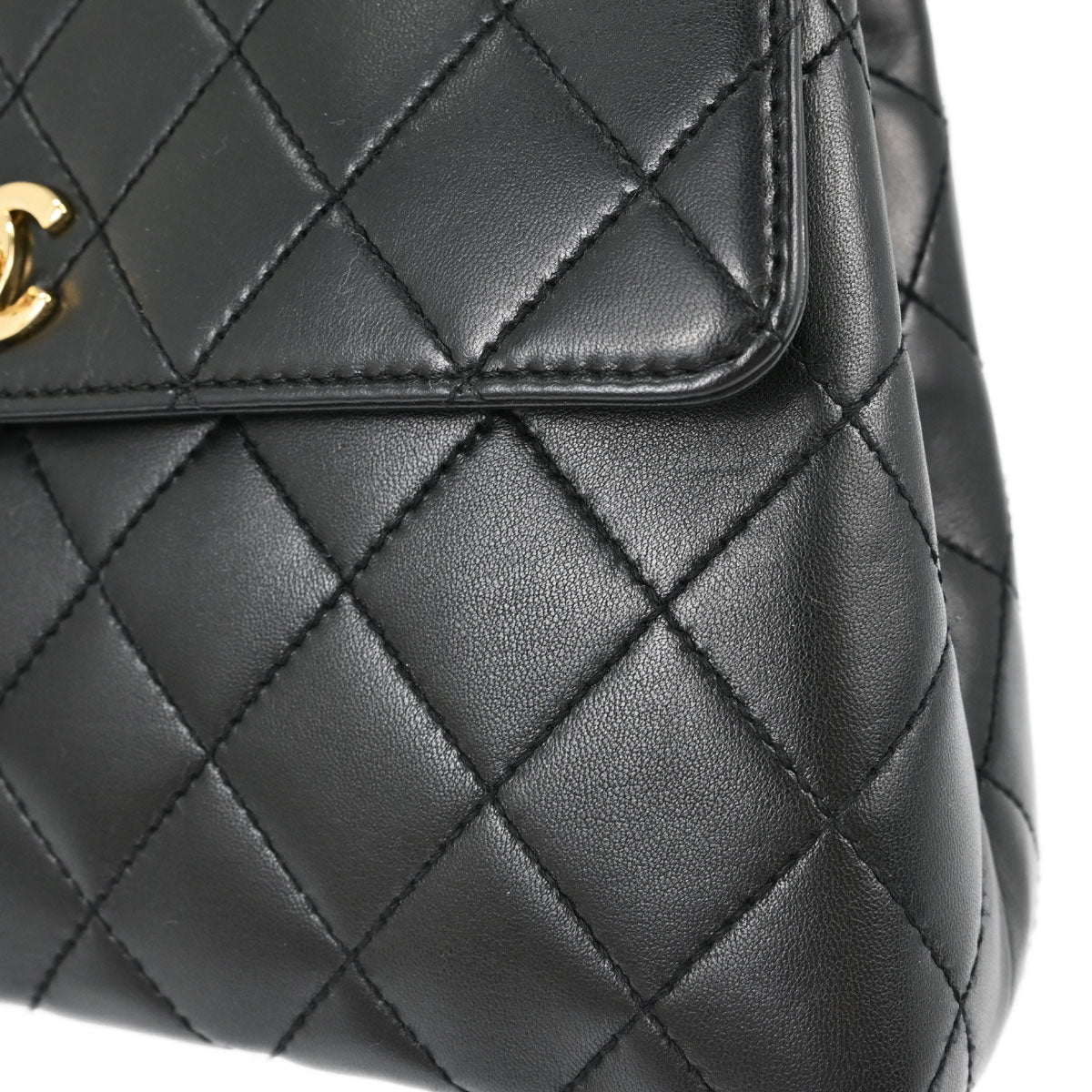 Chanel 1997-1999 Black Lambskin Kelly Top Handle Handbag