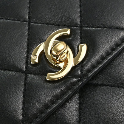 Chanel 1997-1999 Black Lambskin Kelly Top Handle Handbag