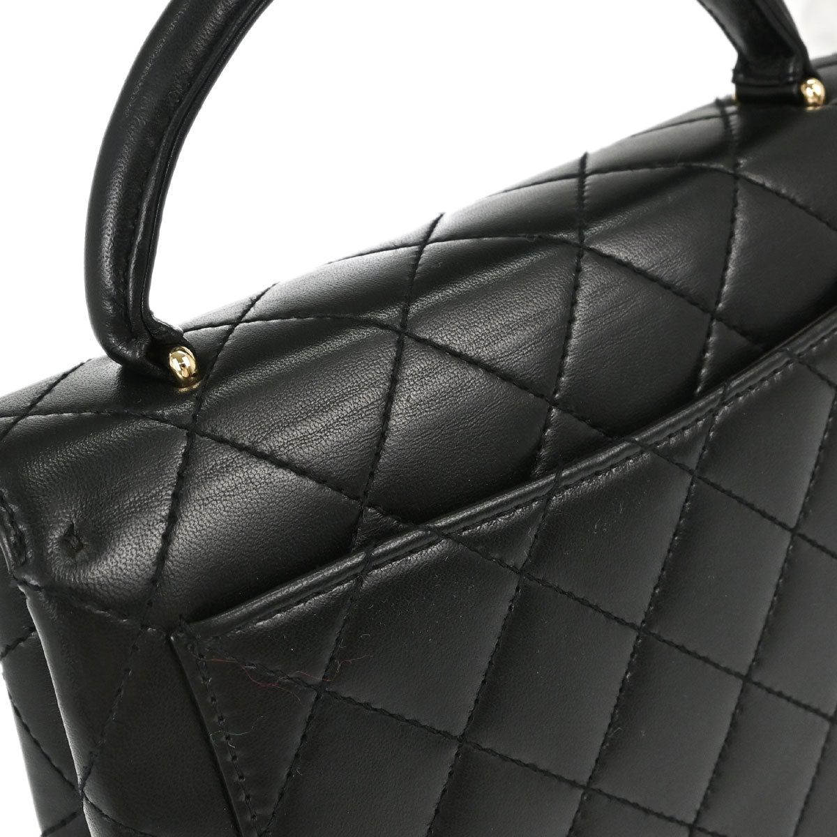 Chanel 1997-1999 Black Lambskin Kelly Top Handle Handbag