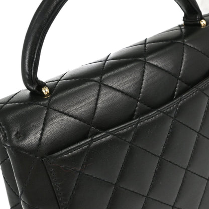 Chanel 1997-1999 Black Lambskin Kelly Top Handle Handbag