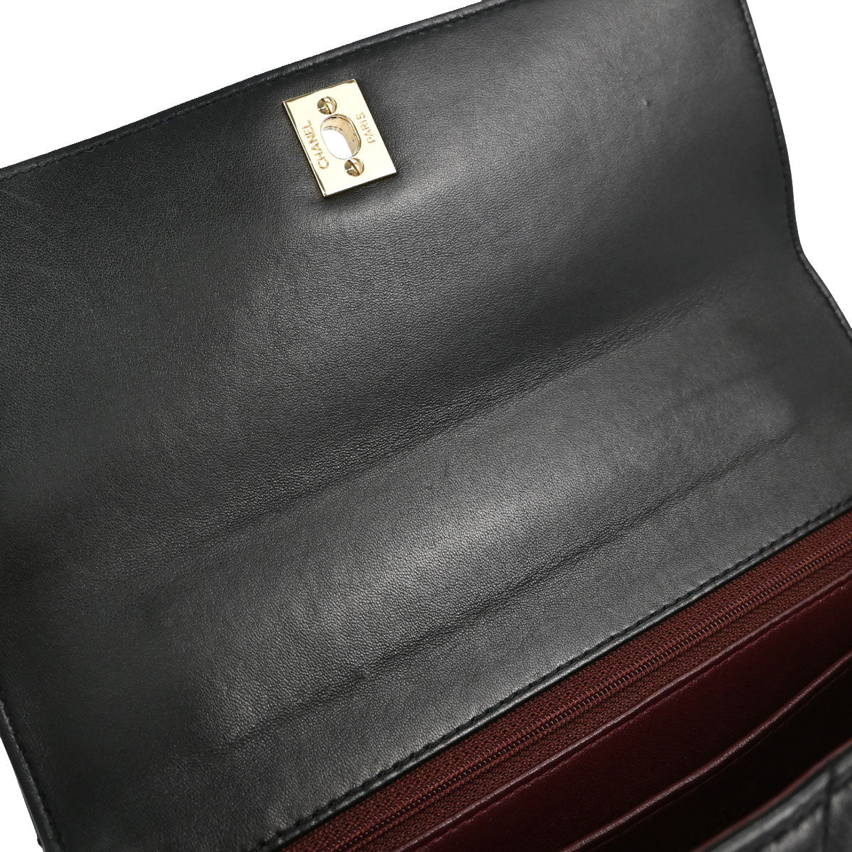 Chanel 1997-1999 Black Lambskin Kelly Top Handle Handbag