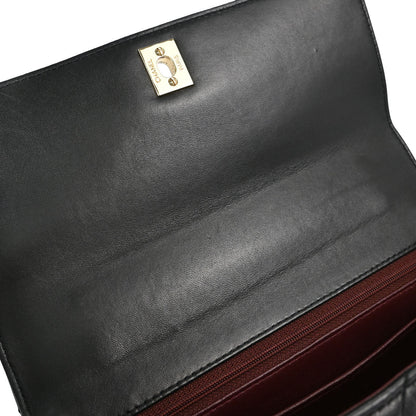 Chanel 1997-1999 Black Lambskin Kelly Top Handle Handbag