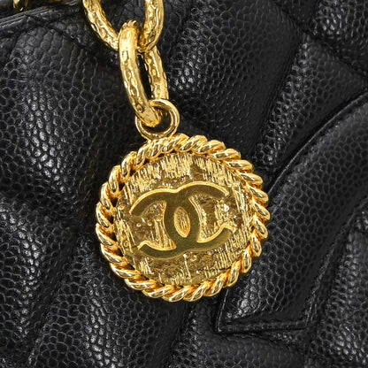 Chanel 2002-2003 Black Caviar Medallion Tote Handbag