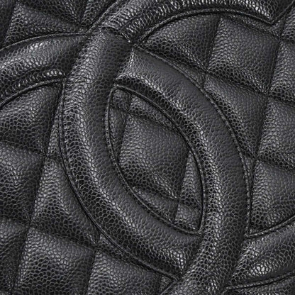Chanel 2002-2003 Black Caviar Medallion Tote Handbag