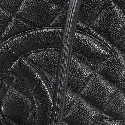 Chanel 2002-2003 Black Caviar Medallion Tote Handbag