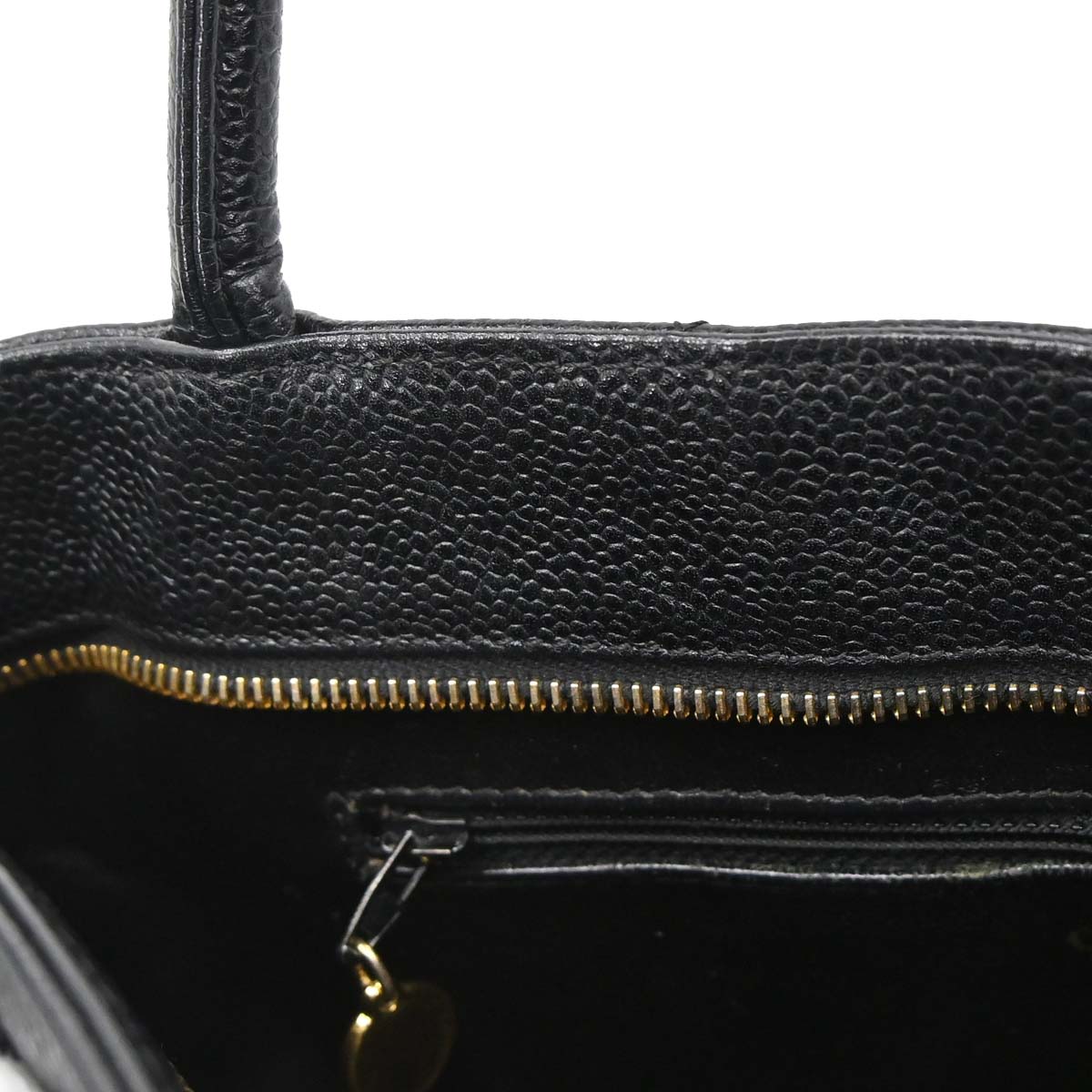 Chanel 2002-2003 Black Caviar Medallion Tote Handbag
