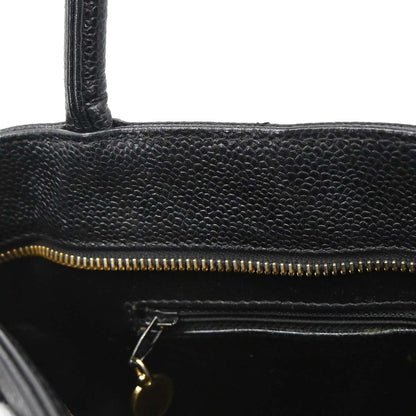 Chanel 2002-2003 Black Caviar Medallion Tote Handbag