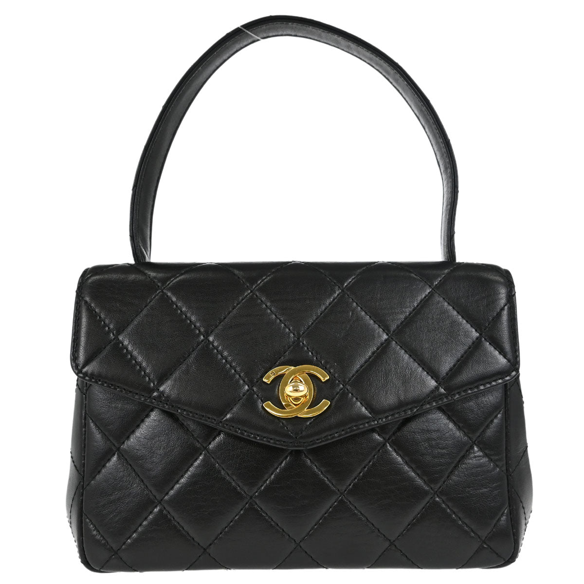Chanel 1996-1997 Black Lambskin Top Handle Handbag