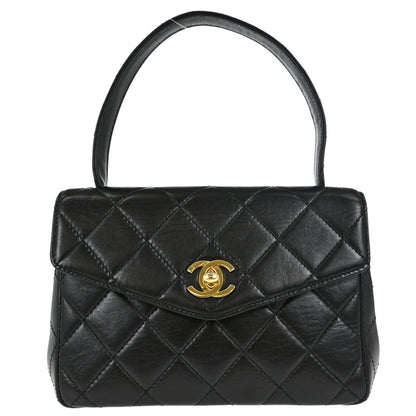 Chanel 1996-1997 Black Lambskin Top Handle Handbag