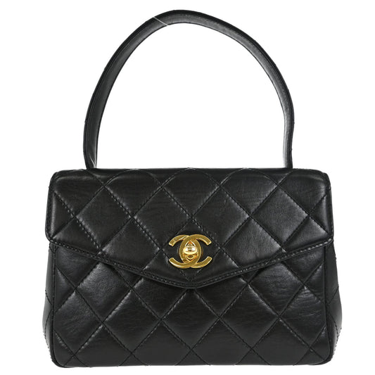 Chanel 1996-1997 Black Lambskin Top Handle Handbag