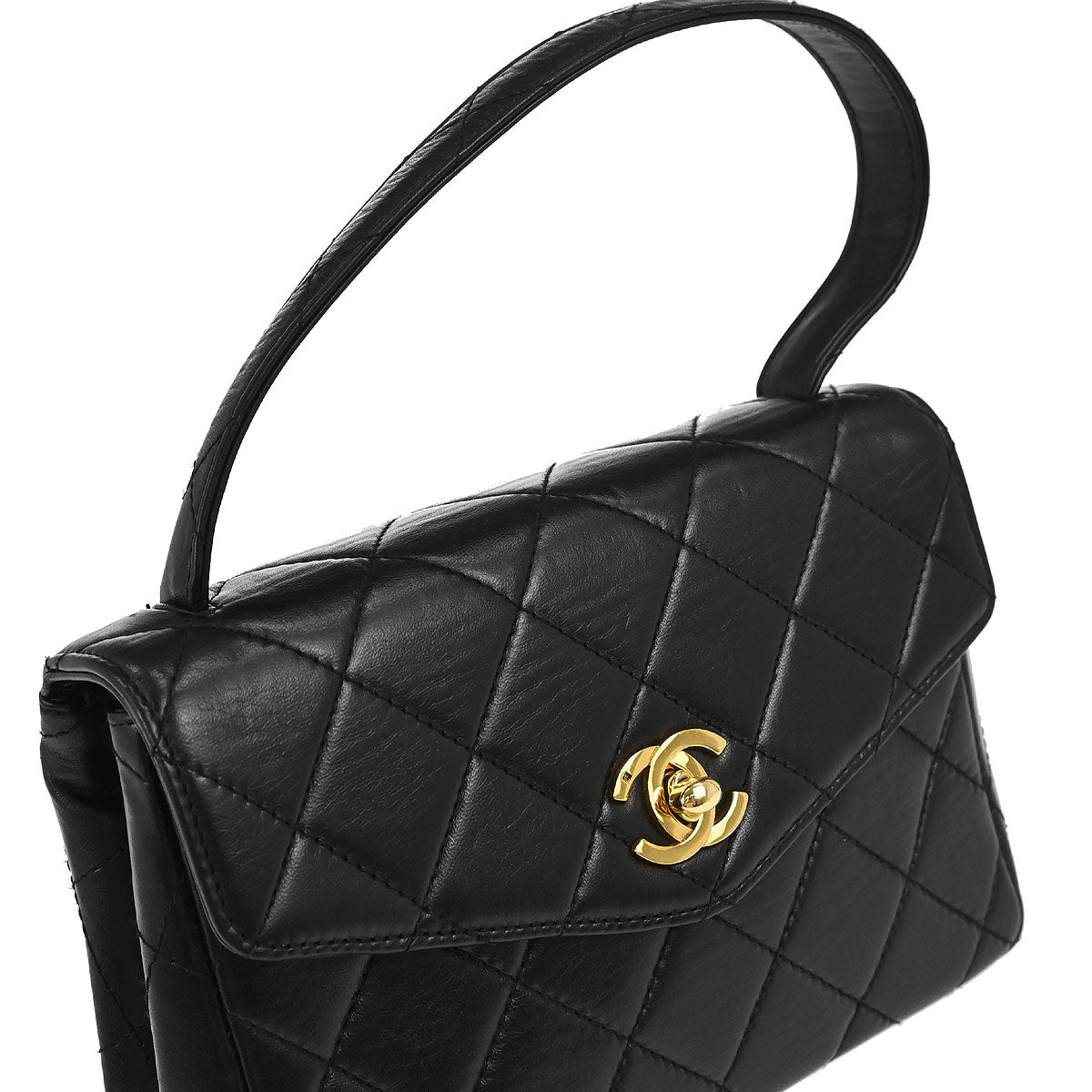 Chanel 1996-1997 Black Lambskin Top Handle Handbag