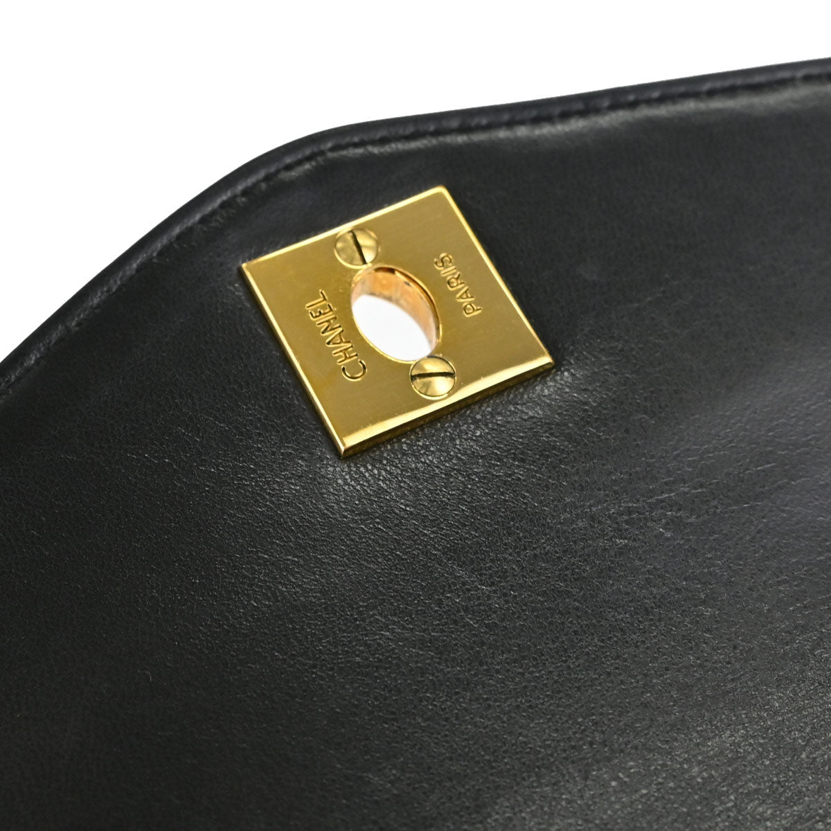 Chanel 1996-1997 Black Lambskin Top Handle Handbag