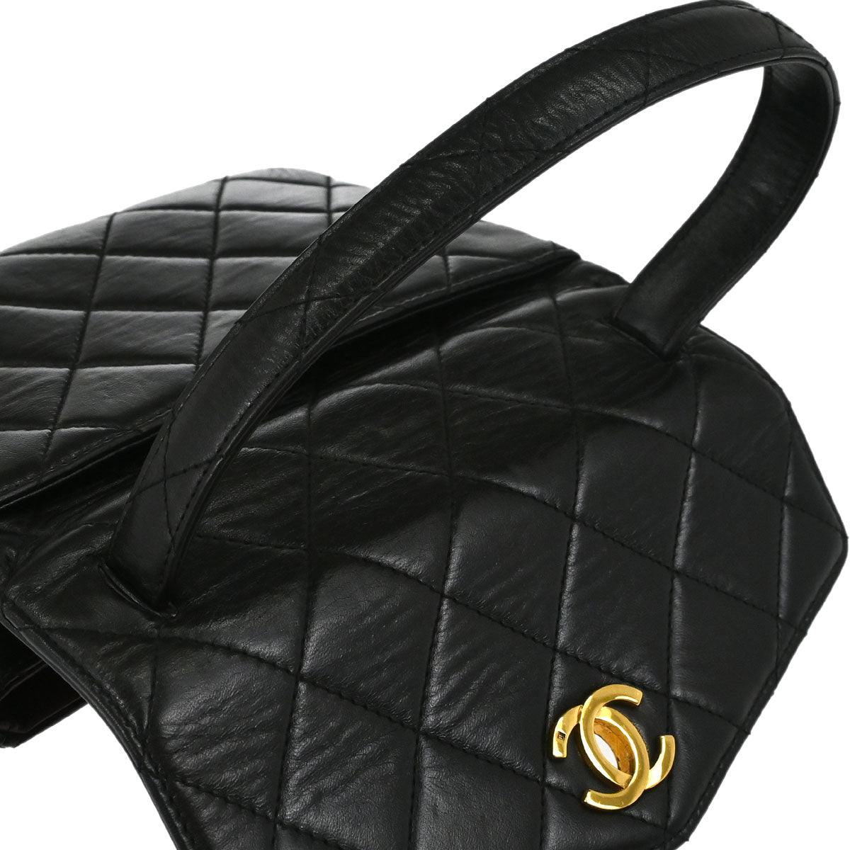 Chanel 1996-1997 Black Lambskin Top Handle Handbag