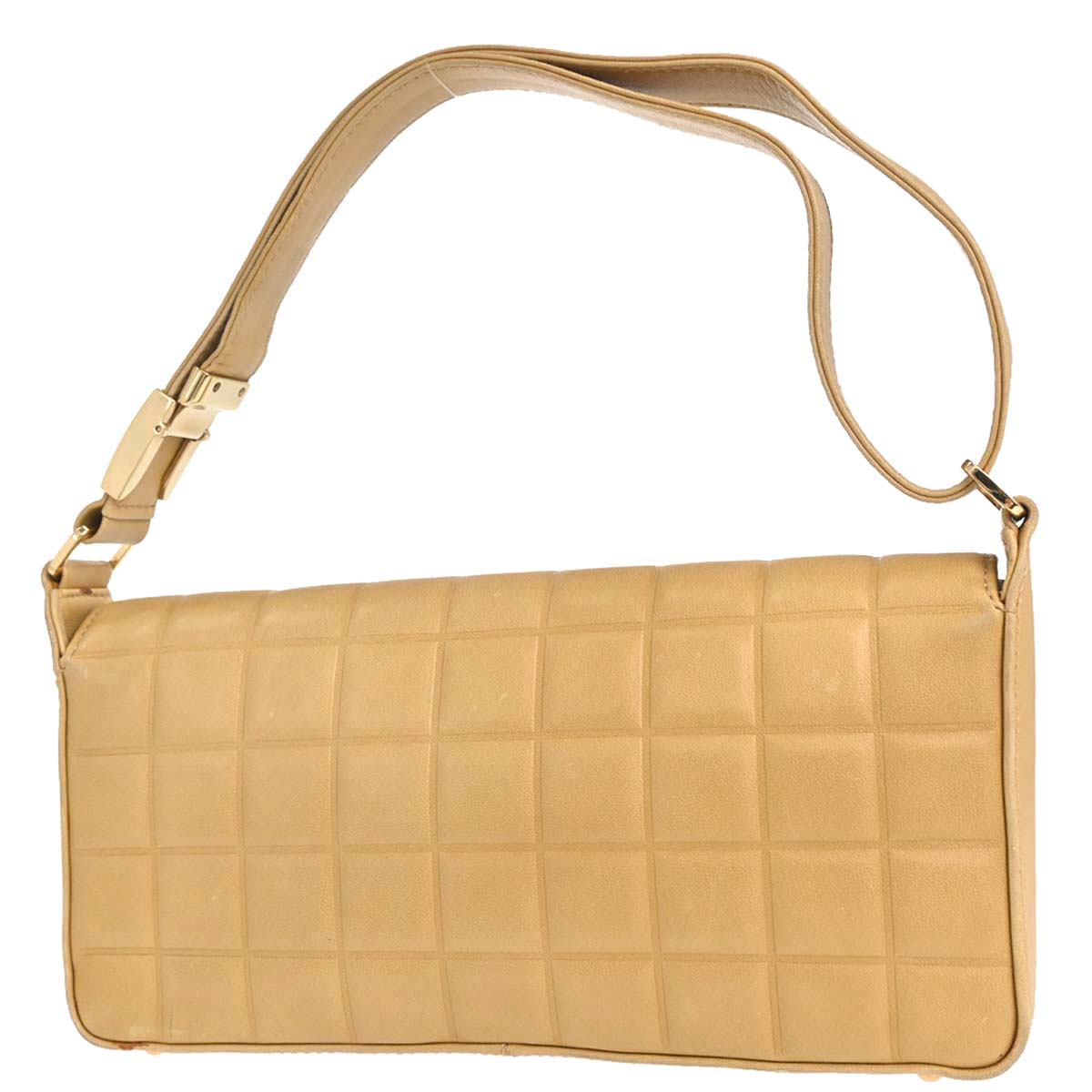 Chanel 2003-2004 Beige Lambskin Choco Bar Shoulder Bag