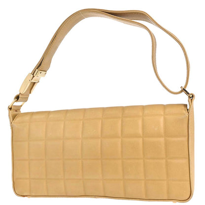 Chanel 2003-2004 Beige Lambskin Choco Bar Shoulder Bag