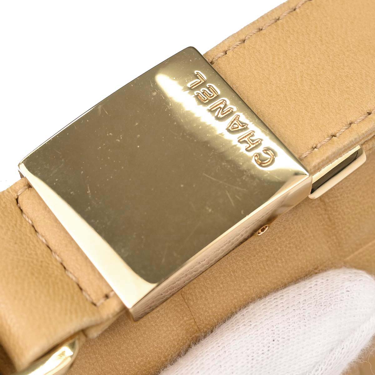 Chanel 2003-2004 Beige Lambskin Choco Bar Shoulder Bag