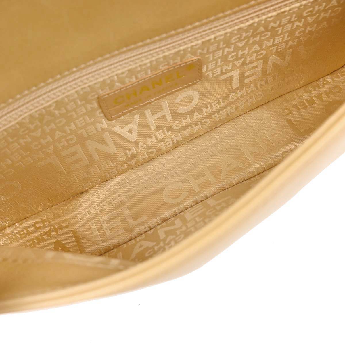 Chanel 2003-2004 Beige Lambskin Choco Bar Shoulder Bag