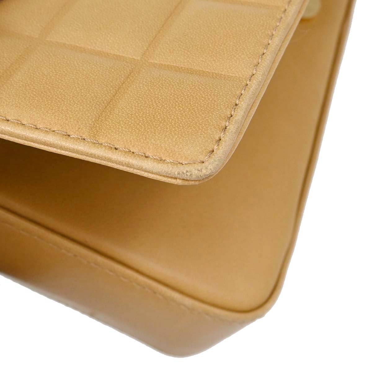 Chanel 2003-2004 Beige Lambskin Choco Bar Shoulder Bag