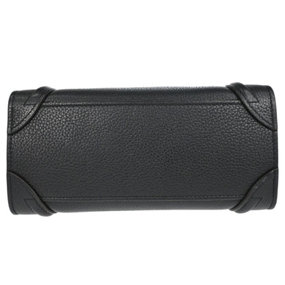 Celine Black Leather Nano Luggage 2way Shoulder Tote Handbag