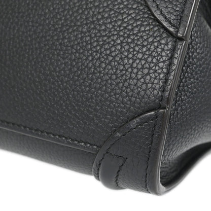 Celine Black Leather Nano Luggage 2way Shoulder Tote Handbag