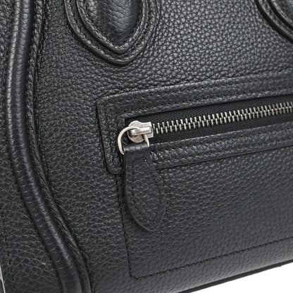 Celine Black Leather Nano Luggage 2way Shoulder Tote Handbag