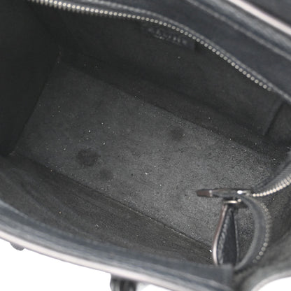 Celine Black Leather Nano Luggage 2way Shoulder Tote Handbag