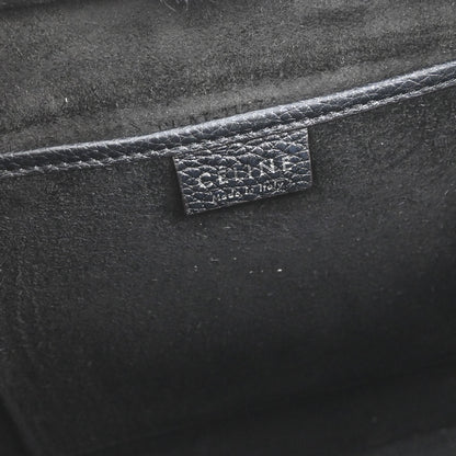 Celine Black Leather Nano Luggage 2way Shoulder Tote Handbag
