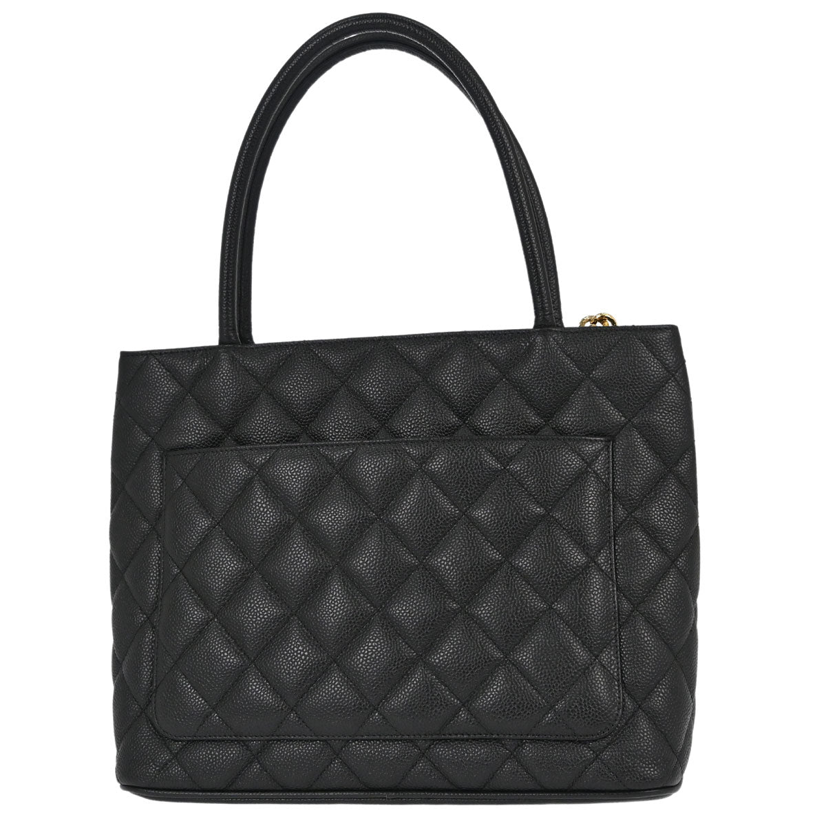 Chanel 2003-2004 Black Caviar Skin Medallion Tote Handbag