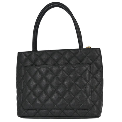 Chanel 2003-2004 Black Caviar Skin Medallion Tote Handbag