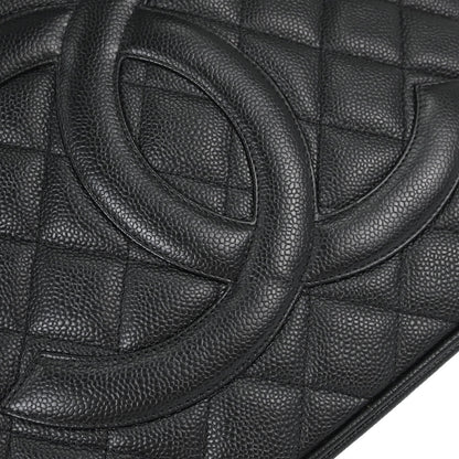 Chanel 2003-2004 Black Caviar Skin Medallion Tote Handbag