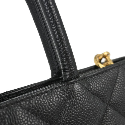 Chanel 2003-2004 Black Caviar Skin Medallion Tote Handbag