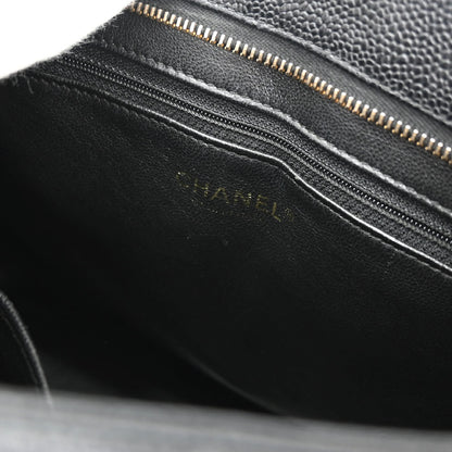 Chanel 2003-2004 Black Caviar Skin Medallion Tote Handbag