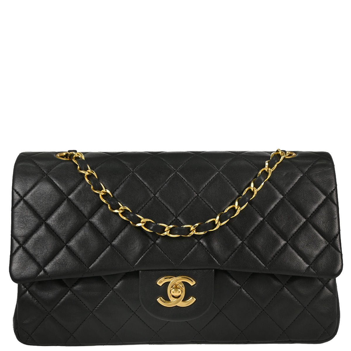 Chanel Black Lambskin Medium Classic Double Flap Shoulder Bag