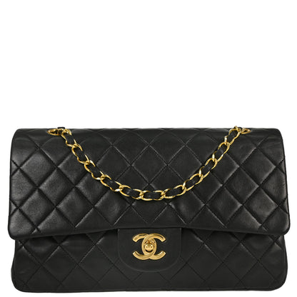 Chanel Black Lambskin Medium Classic Double Flap Shoulder Bag