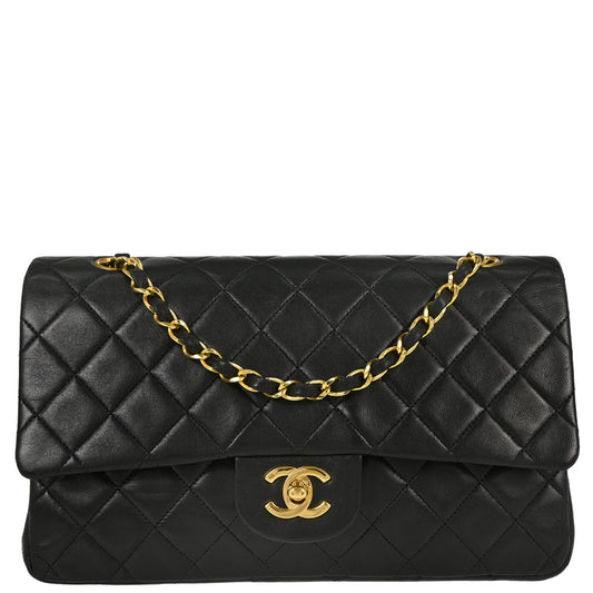 Chanel Black Lambskin Medium Classic Double Flap Shoulder Bag