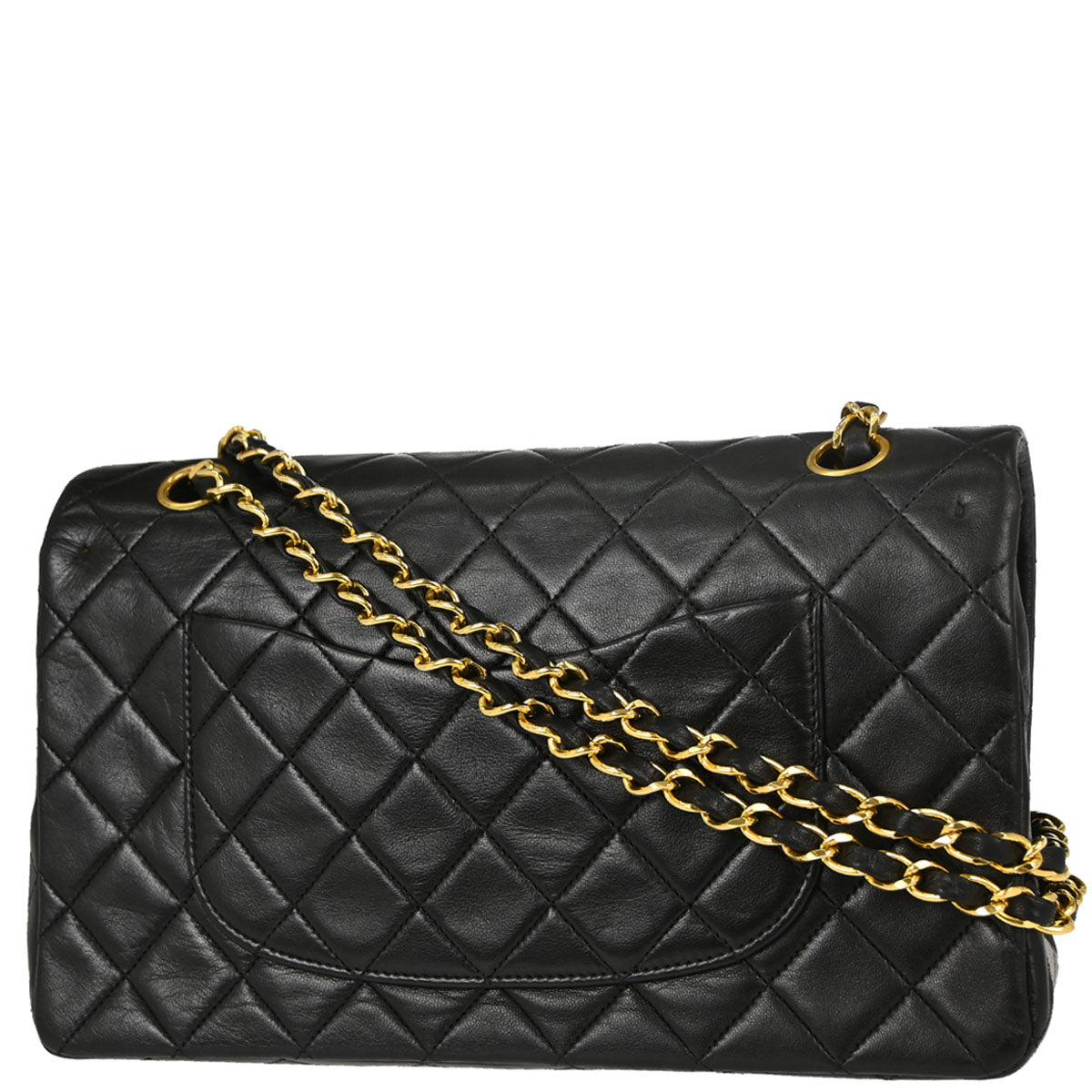 Chanel Black Lambskin Medium Classic Double Flap Shoulder Bag