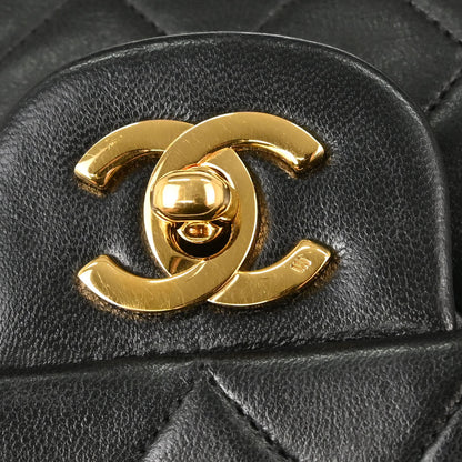 Chanel Black Lambskin Medium Classic Double Flap Shoulder Bag