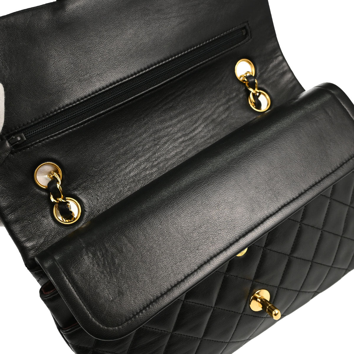Chanel Black Lambskin Medium Classic Double Flap Shoulder Bag